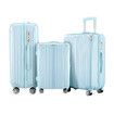 Carry On Luggage Set 3 Piece Traveller Suitcases Hard Shell Case Cabin Checked Bag Lightweight Trolley TSA Lock Cover 6 Packing Cubes Pale Blue