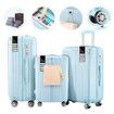 Carry On Luggage Set 3 Piece Traveller Suitcases Hard Shell Case Cabin Checked Bag Lightweight Trolley TSA Lock Cover 6 Packing Cubes Pale Blue