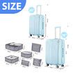 2 Piece Luggage Set Travel Carry On Hard Suitcases Trolley Lightweight Cabin Bags with TSA Lock Cover 6 Packing Cubes Pale Blue