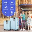 2 Piece Luggage Set Travel Carry On Hard Suitcases Trolley Lightweight Cabin Bags with TSA Lock Cover 6 Packing Cubes Pale Blue