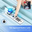 2 Piece Luggage Set Travel Carry On Hard Suitcases Trolley Lightweight Cabin Bags with TSA Lock Cover 6 Packing Cubes Pale Blue