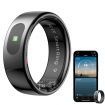 Smart Ring Tracker for Women & Men, Fitness Ring with Sleep & Motion Tracking, Touch Control,Compatible with iOS & Android (Black,7#)