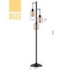 Modern LED Floor Lamp 3 Lights Black Standing Corner Reading Light Living Sitting Room Decor 165cm with Glass Lampshades