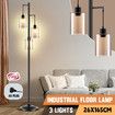 Modern LED Floor Lamp 3 Lights Black Standing Corner Reading Light Living Sitting Room Decor 165cm with Glass Lampshades