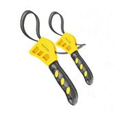 Oil Filter Wrench Adjustable Set, 2pcs, Plumbing Wrench for Tight Spaces Use as Jar Opener, Pipe Wrench, Rubber Strap Wrenches Used by Mechanics, Plumber Tools