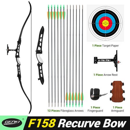 Takedown Recurve Bow and Arrows 68 Inch Sports Archery Hunting Target Shooting Games Outdoor Exercise Equipment 22lbs RH