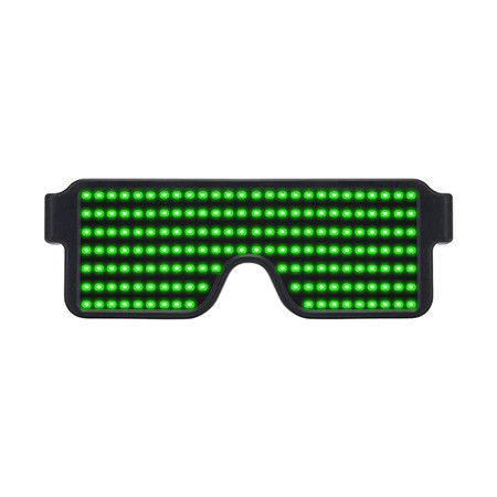 LED Glasses Light Up Dynamic Party Favor Glasses Festival Christmas USB Rechargeable LED Rave Glowing Flashing (Green)