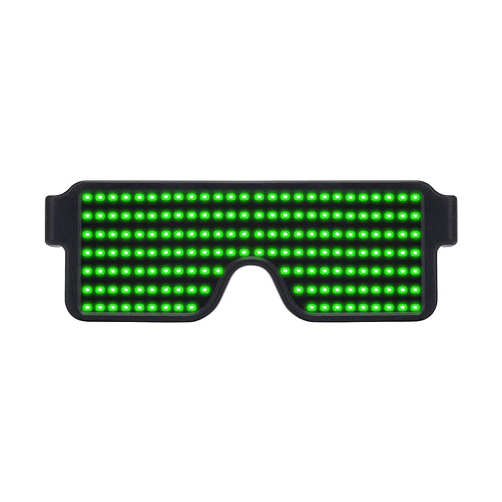 LED Glasses Light Up Dynamic Party Favor Glasses Festival Christmas USB Rechargeable LED Rave Glowing Flashing (Green)