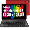 Android 13 Tablet 10.1 Inch PC OctaCore 12G 128GB 2.0GHz 5G WiFi Dual Camera Bluetooth HD Screen Keyboard Mouse Red Tech Entertainment