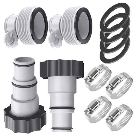 Pool Hose Adapter 4 PCS 2 Types Conversion Connector 1.5In 1.25In Replacement Accessories Compatible Intex Threaded Filter Pump Maintenance Essentials