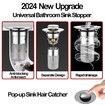 Pop Up Bathroom Sink Drain Strainer Hair Catcher,Sink Drain Stopper with Removable Stainless Steel Filter Basket,for Universal Bathroom Kitchen Basin Sink Stopper Replacement