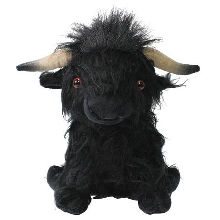 25cm Highland Cow Plush Toy Animal Doll Soft Stuffed Girls Boys Gift Toy Color Black