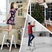 2 Step Folding Ladder Stool Collapsible Aluminium Portable Stairs Kitchen Helper Lightweight Warehouse Household Stepladder