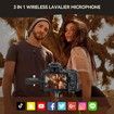 Wireless Lavalier Microphone for iPhone Android Camera, Mic with Noise Reduction 3 in 1 Cordless Microphone for TikTok,YouTube,Live Streaming