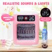 Kids Dishwasher Toy Pretend Play Kitchen Appliance Sensory Game Playset Mini Washer Cleaner Washing Dish Utensil Toys with Light Sound Timer