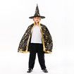 Set of Kids Halloween Black Wizard Capes with Hat And Cloak Props for Children Costumes