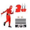 Red Kids Ninja Costume Set Boy Halloween Cosplay Costume Boy Ninja Muscle Costume With Ninja Foam Accessories