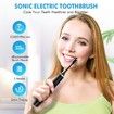 Electric Toothbrush Rotary TypeC Power Rechargeable Teeth Deep Cleaning Birthday Christmas Gifts Oral Care Set 4 Replacement Heads Col. Black