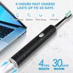 Electric Toothbrush Rotary TypeC Power Rechargeable Teeth Deep Cleaning Birthday Christmas Gifts Oral Care Set 4 Replacement Heads Col. Black