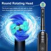Electric Toothbrush Rotary TypeC Power Rechargeable Teeth Deep Cleaning Birthday Christmas Gifts Oral Care Set 8 Replacement Heads Travel Case Col. Black
