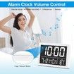 Digital Alarm Clock LED Time Display, Alarm Clock, Adjustable Bedside Clock Volume for Bedroom (White)
