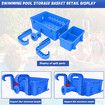 2 Sets of Poolside Storage Baskets with Cup Holders - Perfect for 3-Inch or Smaller Top Rails - above Ground Pool Accessories - Fit for Most above Ground Pool (Blue)