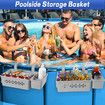 2 Sets of Poolside Storage Baskets with Cup Holders - Perfect for 3-Inch or Smaller Top Rails - above Ground Pool Accessories - Fit for Most above Ground Pool (Grey)