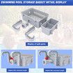 2 Sets of Poolside Storage Baskets with Cup Holders - Perfect for 3-Inch or Smaller Top Rails - above Ground Pool Accessories - Fit for Most above Ground Pool (Grey)