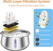 Stainless Steel Pet Water Fountain Automatic Cat Dog Drinker Dispenser 4L Ultra Quiet Filter Level Window Sponge Faucet