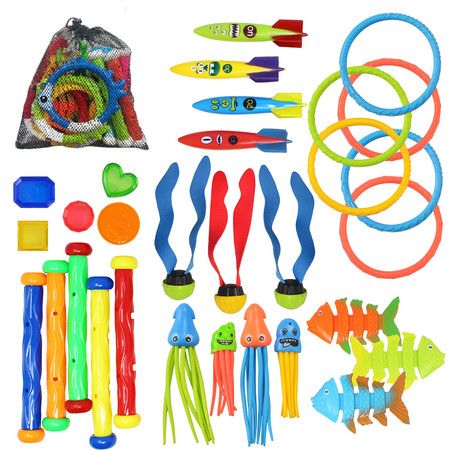 Diving Pool Toys Kids 30Pcs Jumbo Set Storage Bag Games Summer Swim Water Fish Ages 3+ Fun Underwater Play Gift
