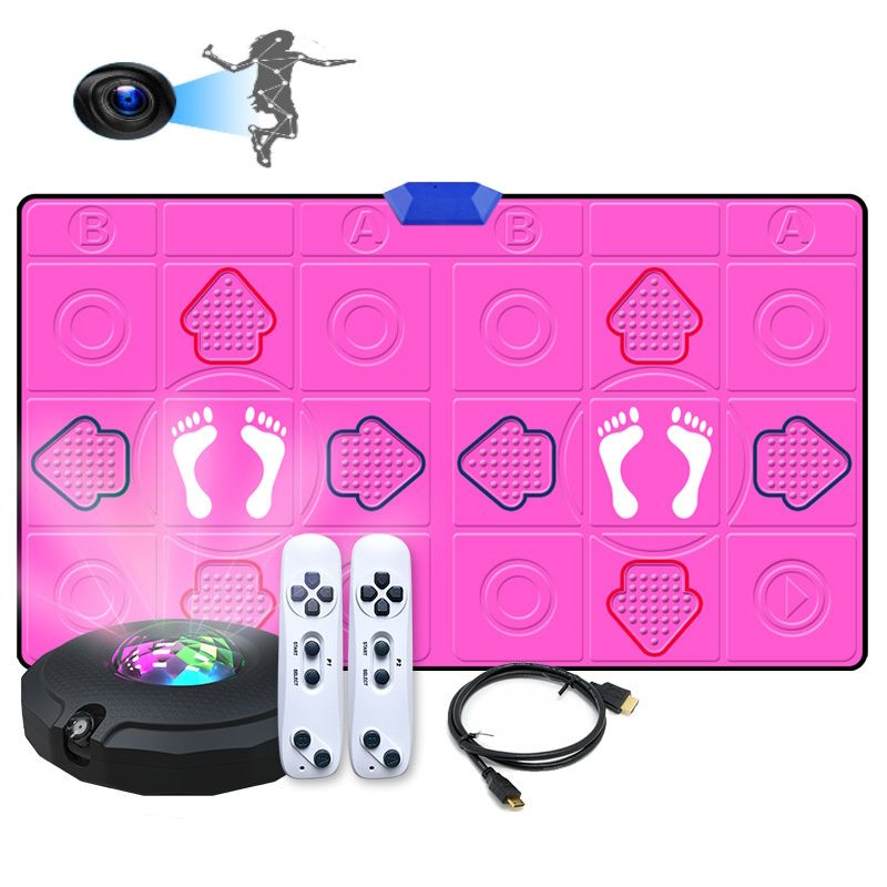 PU Dance Game Mat AR Camera 30MM Thick Double Electronic Dancing Pad Wireless Music 2 Motion Sensor Controllers Running HDMI TV Kids Birthday Christmas Gifts