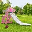 3 in 1 Kids Slide Set Climber Ladder Steps Basketball Hoop Indoor Outdoor Playground Activity Centre Stairs Equipment Playset Toy Pink
