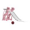 3 in 1 Kids Slide Set Climber Ladder Steps Basketball Hoop Indoor Outdoor Playground Activity Centre Stairs Equipment Playset Toy Pink