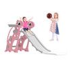 3 in 1 Kids Slide Set Climber Ladder Steps Basketball Hoop Indoor Outdoor Playground Activity Centre Stairs Equipment Playset Toy Pink