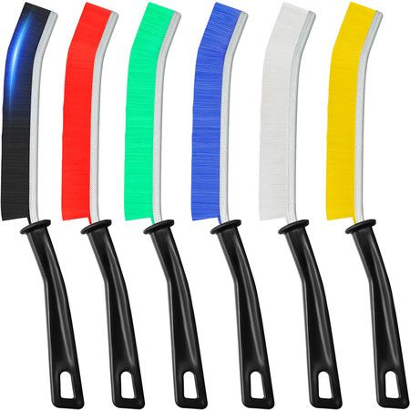 Premium 6Pcs Colorful Hard Bristle Crevice Cleaning Brushes,Multifunctional Crevice Cleaning Tools,Grout Cleaner Brush