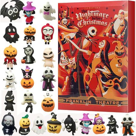 Advent Calendar Halloween Scary Doll 24 PCS Countdown Kids Nightmare Gift Festive Christmas Toy