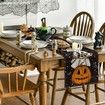 Polka Dot Ghost Pumpkin Cat Boo Halloween Table Runner, Bat Seasonal Fall Kitchen Dining Table Decoration for Home Party Decor-33*183CM