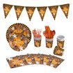 129 Piece Halloween Party Tableware Kit Disposable Paper Plates and Napkins with Pumpkin Ghost Decor Orange Theme