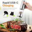 Electric Salt and Pepper Grinder Set 2PCS Stainless Steel Ceramic Mill USB Rechargeable Refillable Spice Shaker Blender Automatic Grinding Kitchen