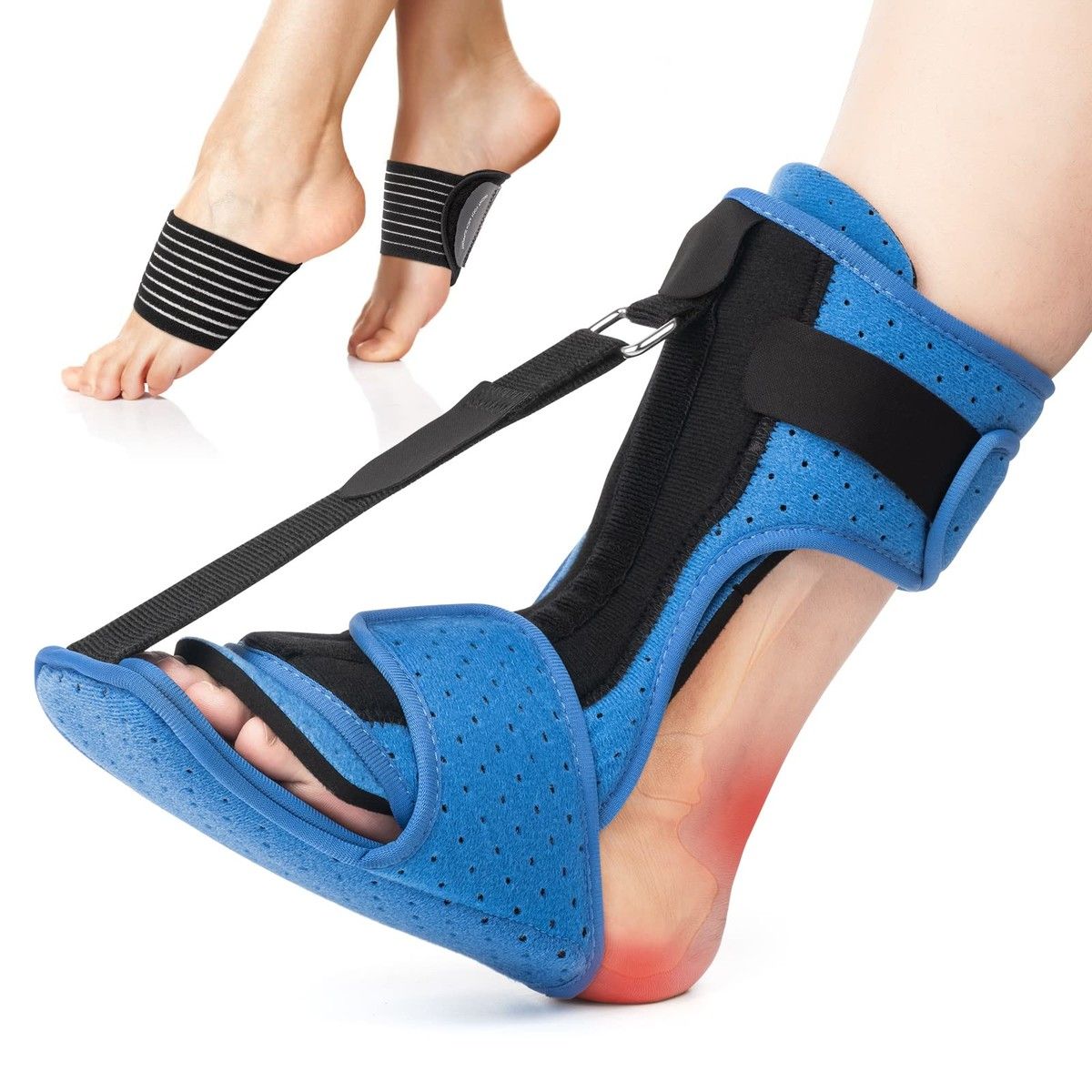Plantar Fasciitis Night Splint,Adjustable Plantar Fasciitis Brace with Arch Support,Dorsal Night Splint,Dual Effective Plantar Fasciitis Relief Achilles Tendonitis Foot Drop Heel Blue