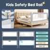 3Pcs Kids Bed Rail Bedrail Queen Side Guard Safety Barrier Toddler Child Cot Fence Baby Fall Protection Adjustable Folding Breathable Mesh