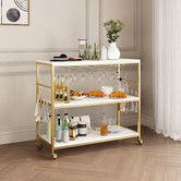 Kitchen Island Trolley Portable Bar Cart Wine Rack Drinks Glass Bottle Holder Shelf Storage Organizer Coffee Tea Liquor Serving Utility Stand on Wheels