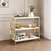 Kitchen Island Trolley Portable Bar Cart Wine Rack Drinks Glass Bottle Holder Shelf Storage Organizer Coffee Tea Liquor Serving Utility Stand on Wheels