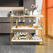 Kitchen Island Trolley Portable Bar Cart Wine Rack Drinks Glass Bottle Holder Shelf Storage Organizer Coffee Tea Liquor Serving Utility Stand on Wheels