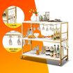 Kitchen Island Trolley Portable Bar Cart Wine Rack Drinks Glass Bottle Holder Shelf Storage Organizer Coffee Tea Liquor Serving Utility Stand on Wheels