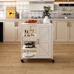 Kitchen Island Trolley Portable Rolling Utility Cart on Wheels Mobile Storage Cabinet Shelf Organizer Food Preparation Table Towel Rack