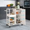 Kitchen Island Trolley Portable Rolling Utility Cart on Wheels Mobile Storage Cabinet Shelf Organizer Food Preparation Table Towel Rack