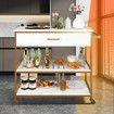 Kitchen Island Trolley Bar Cart Wine Rack Portable Drinks Holder Coffee Tea Serving Rolling Utility Storage Drawer Shelf Organizer on Wheels