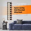 Wall Mounted Wine Rack 9 Bottle Storage Holder Metal Black Corner Hanging Shelf Modern Vertical Display Hanger for Cellar Home Bar