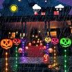 PUMPKIN Solar Light Garden Lights 6 in 1 Halloween String Solar Halloween Decorative LED Outdoor Waterproof Ghost Stake Lights for Pathway Yard Garden Decoration